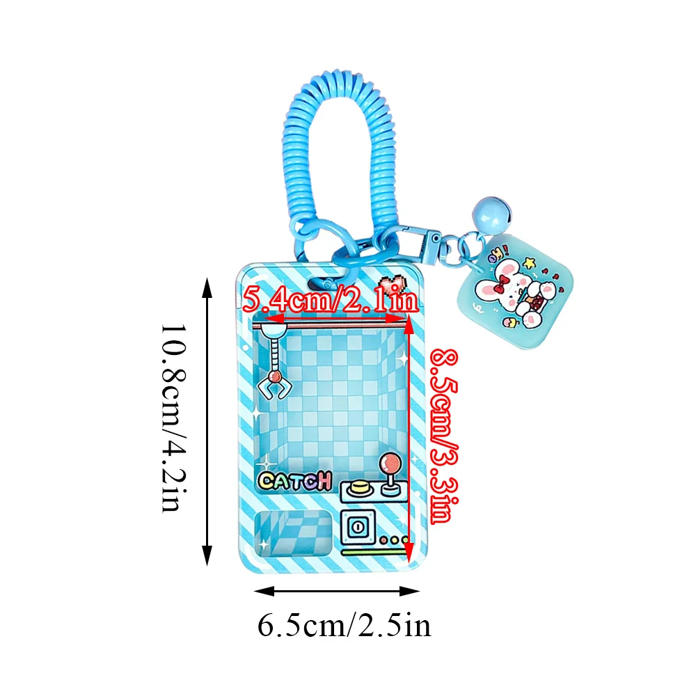 Transparent Acrylic Photocard Holder Keychain Credit ID Bank Card Photo Holder Cartoon Pendant Bus Card Holders Protective Case