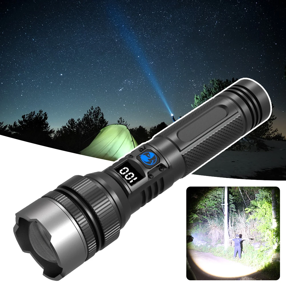 SL-3012 White Lasers LED Flashlight with Power Banks Rechargeable Flashlights High-Lumens Zoomable 3 Modes Handheld Light