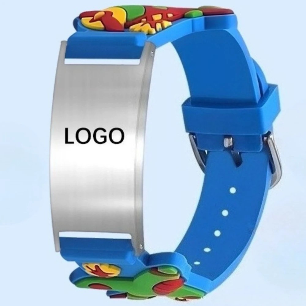 Adjustable Medical ID Bracelets Children's Cartoon Emergency Information Medical Alert Wristband Customized Engraving Autism