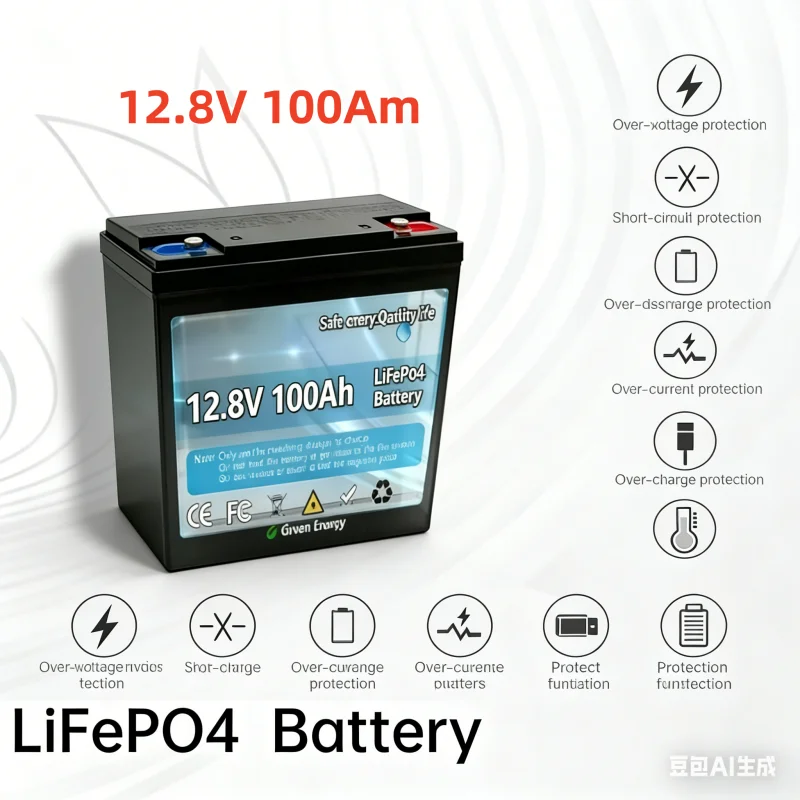 

2026 LiFePO4 12.8V 100Ah Lithium Battery Capacity Built-in 200A BMS 6000 Deep Cycles Perfect for Camping Solar Home Backup