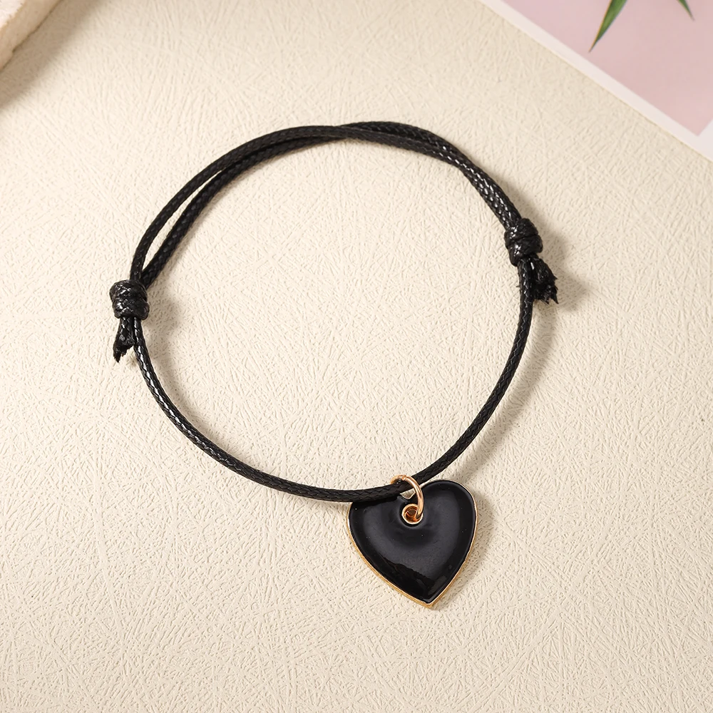 Aihua Niedliches Handgefertigtes Liebesherz-Armband Schwarzes Seil Verstellbares Handarmband für Mädchen Frauen Buntes Herz-Schmuck Geschenke – Detail 4