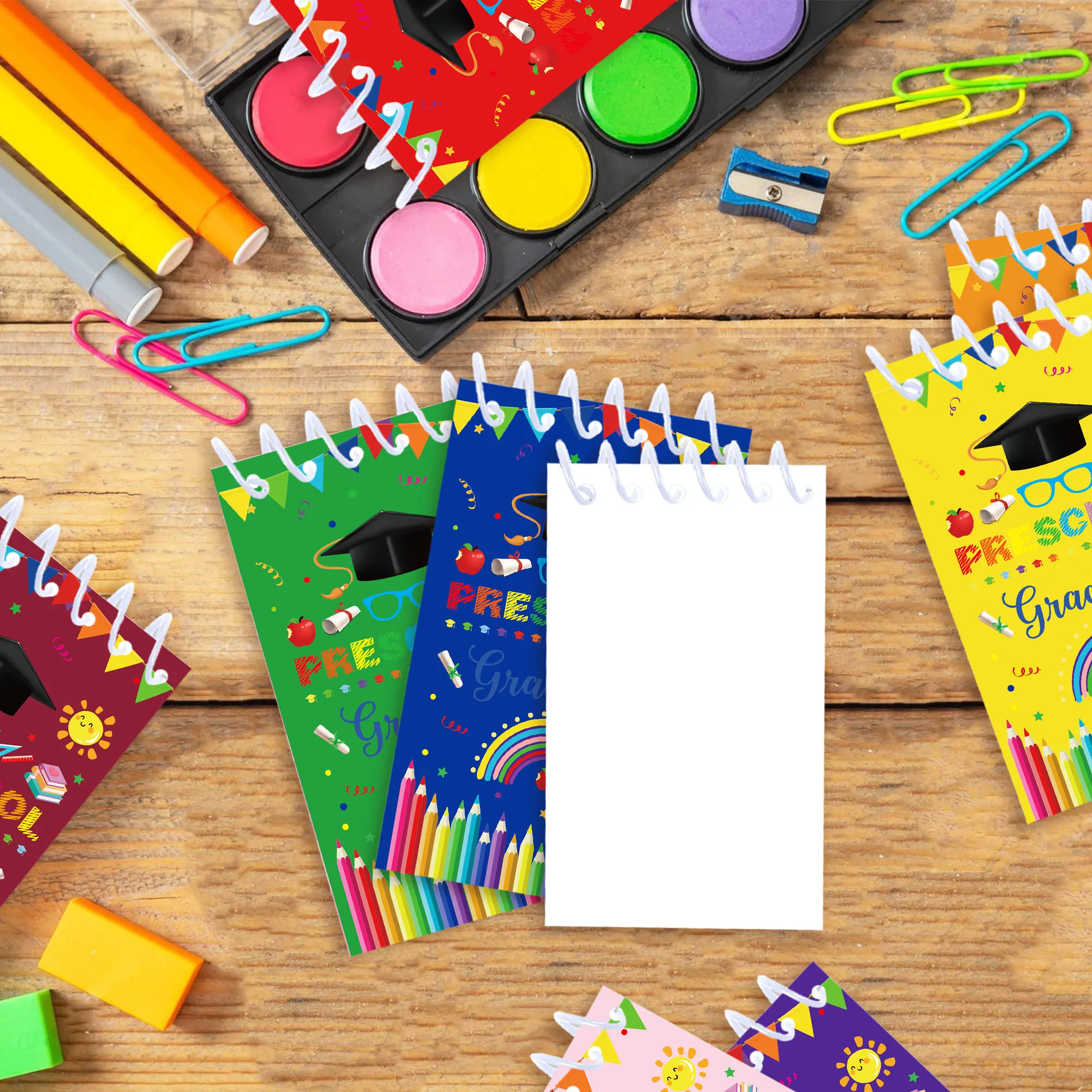 8/16/24pcs Graduation Season Vertical Spiral Pocket Notebooks,Coil Booklet Notepads For Office Stationery School Diaries