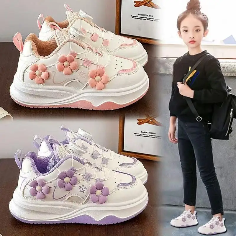 

Kawaii повседневная обувь, модная детская обувь, детские кроссовки, повседневная белая обувь с застежкой на ручку для девочек, кроссовки для детей