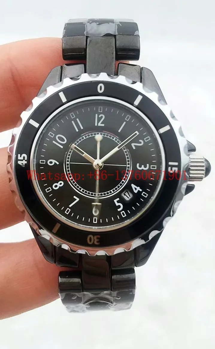 Luxury New Quartz Watch Men Women Ceramic Black White Lady Fashion Ceramica Watches 33mm 38mm