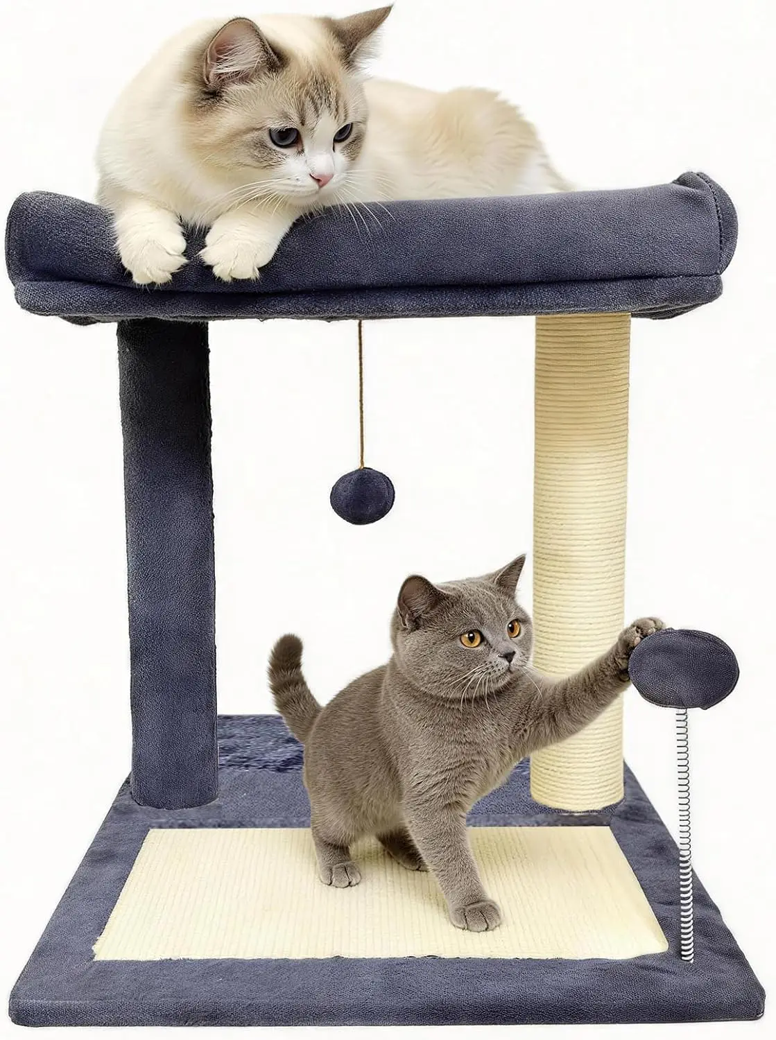 

Cat Scratching Post, 19.69" H(50cm) Cat Tree with Cat Bed, Scratching Posts for Indoor Cats with Two Plush Balls Toy, Sm