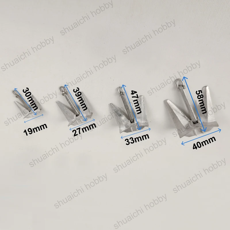 1PCS RC เรือ Bower Anchor เคลื่อนย้ายได้ Rod ความยาว 58/47/39/30 มม.Mini Head Anchor สําหรับ DIY Marine ของเล่นอุปกรณ์ตกแต่ง