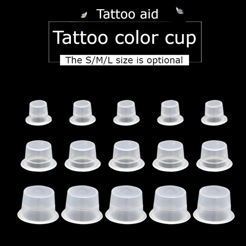 

100Pcs/Bag S/M/L Disposable Tattoo Color Cup Flat Hard Color Cup Plastic Cup Tattoo Accessories Tool Grafting Eyelash Glue Tray