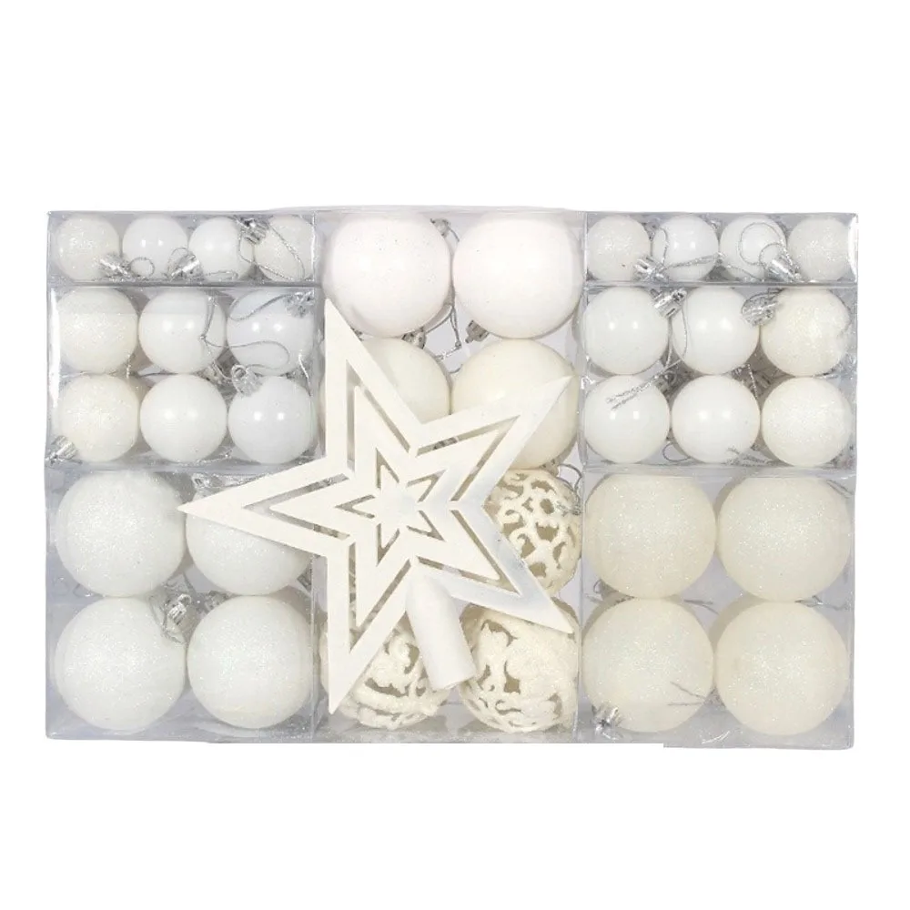 101Pcs Plastic Xmas Tree Decorative Ball Shatterproof Multiple Color Christmas Ball Set Tree Top Star Hanging