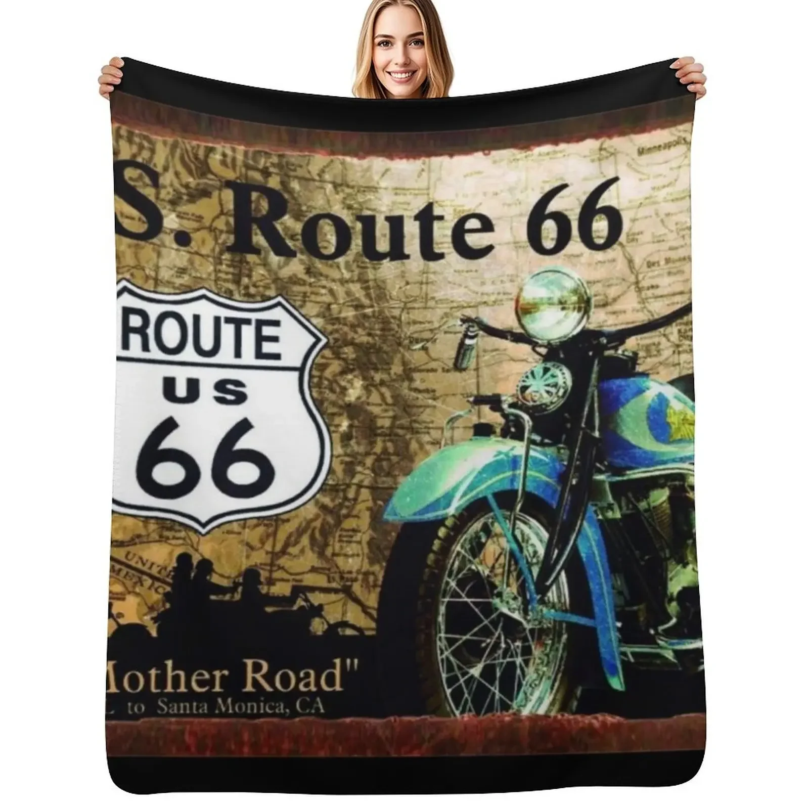 

U.S ROUTE 66 Throw Blanket Giant Sofa Decoratives For Sofa Thin Blanket