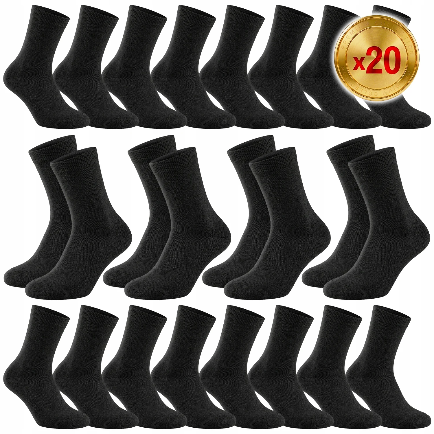 20 PAR HERREN-SOCKEN LANGE BAMBUS-STRÜMPFE SCHWARZ 39-42
