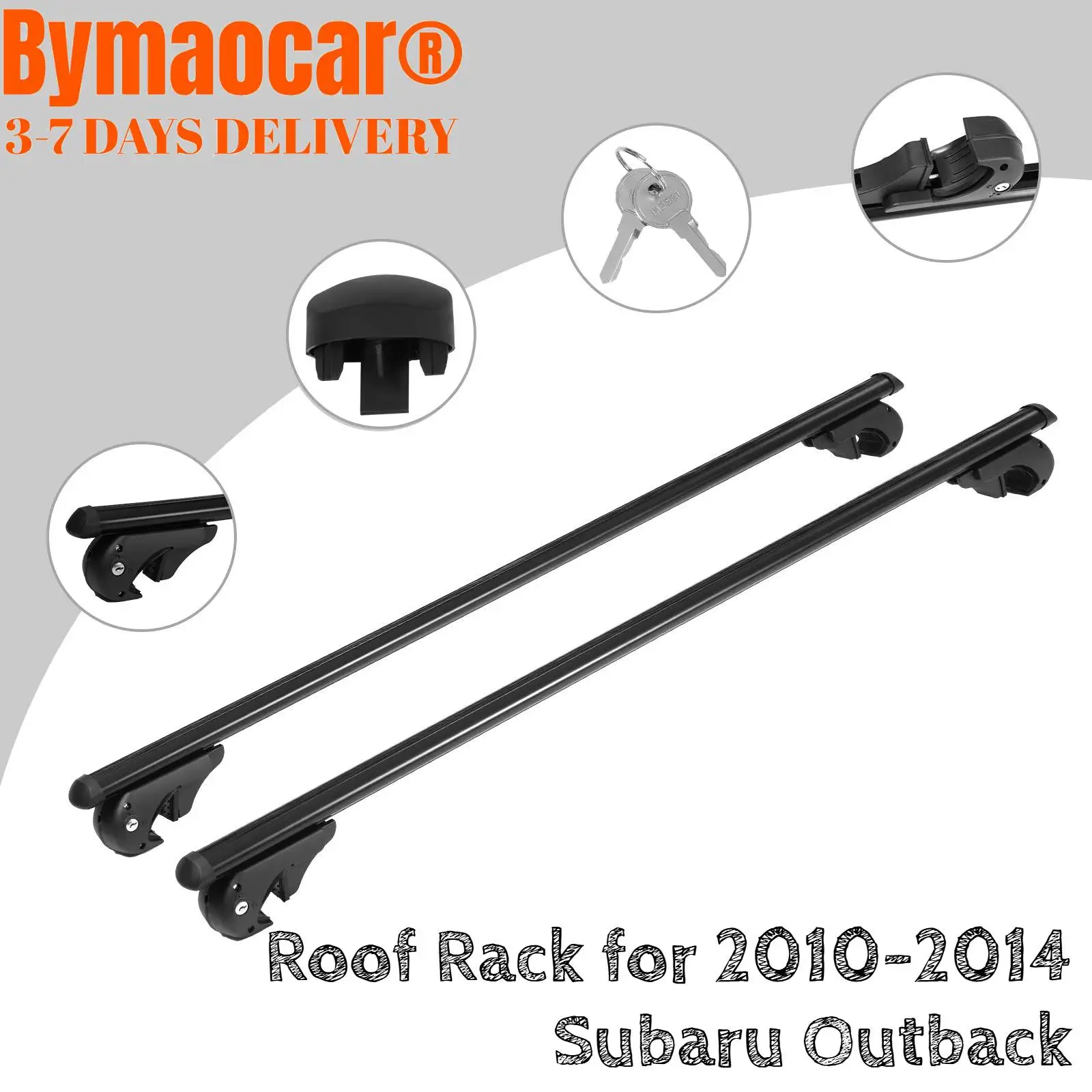 

2PCS Roof Rack Compatible with Subaru Outback for 2010-2014 Lockable Roof Rack for Bike, Roof Bag, Snowboard, Tent, Luggage