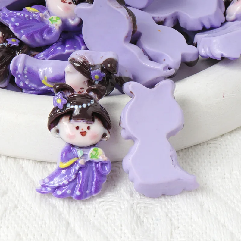 10/100pcs Resin Vintage Tang Style Hanfu Girl DIY Scrapbooking Crafts Patch Children Hair Accessories