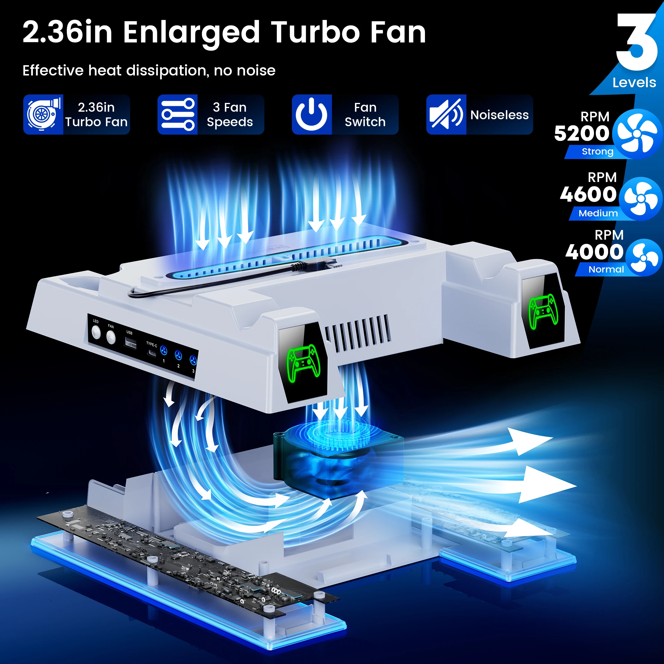Thumbnail 2 - #10 Trending PS5 Vertical Stand With Fan Right Now