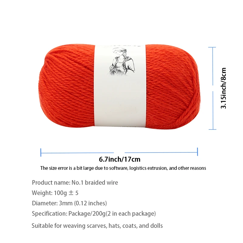 2 كرات غزل الصوف رقم. 1 موضوع اليد وشاح محبوك أبلى قبعة غزل الصوف عصا إبرة سترة سميكة كرة صوف DIY بها بنفسك عاشق هدية قفازات كرة صوف 1 قطعة = 2 = 200 جرام