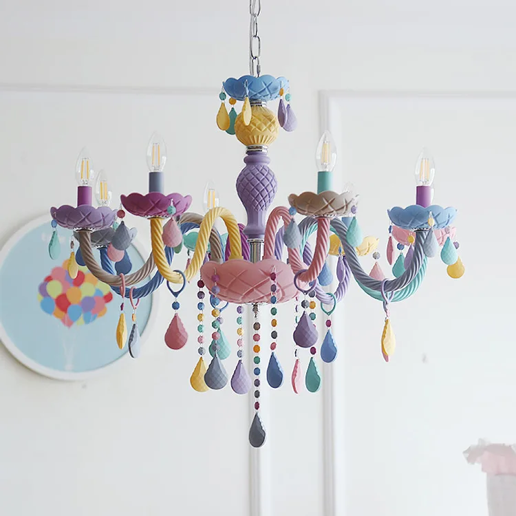 Crystal chandelier, dining room light, bedroom light, children's room pastoral American princess home improvement lamp