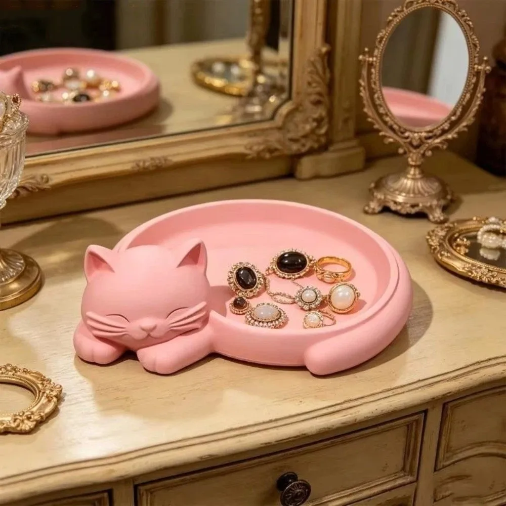 

Cat Shaped Storage Tray Nordic Style Organizer Storage Holder Decoration 3D Printed Desktop Ornament Home Decoration