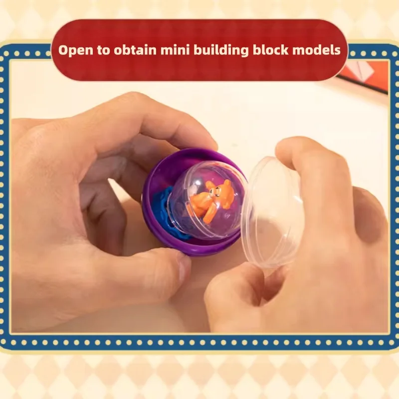 새로운! 인형 기계 조립 블록 모델 레트로 컬러 서커스 클래식 장난감 데스크탑 액세서리 생일 선물