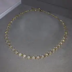 Micro Paved CZ Iced Out Bling Star Charm Link Chain Fashion Women Choker Necklace Jewelry