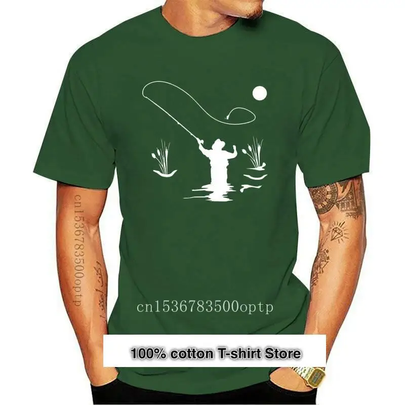 Camiseta de pescador con mosca, pesca, trucha, salmon, steelhead stream river, para hombre