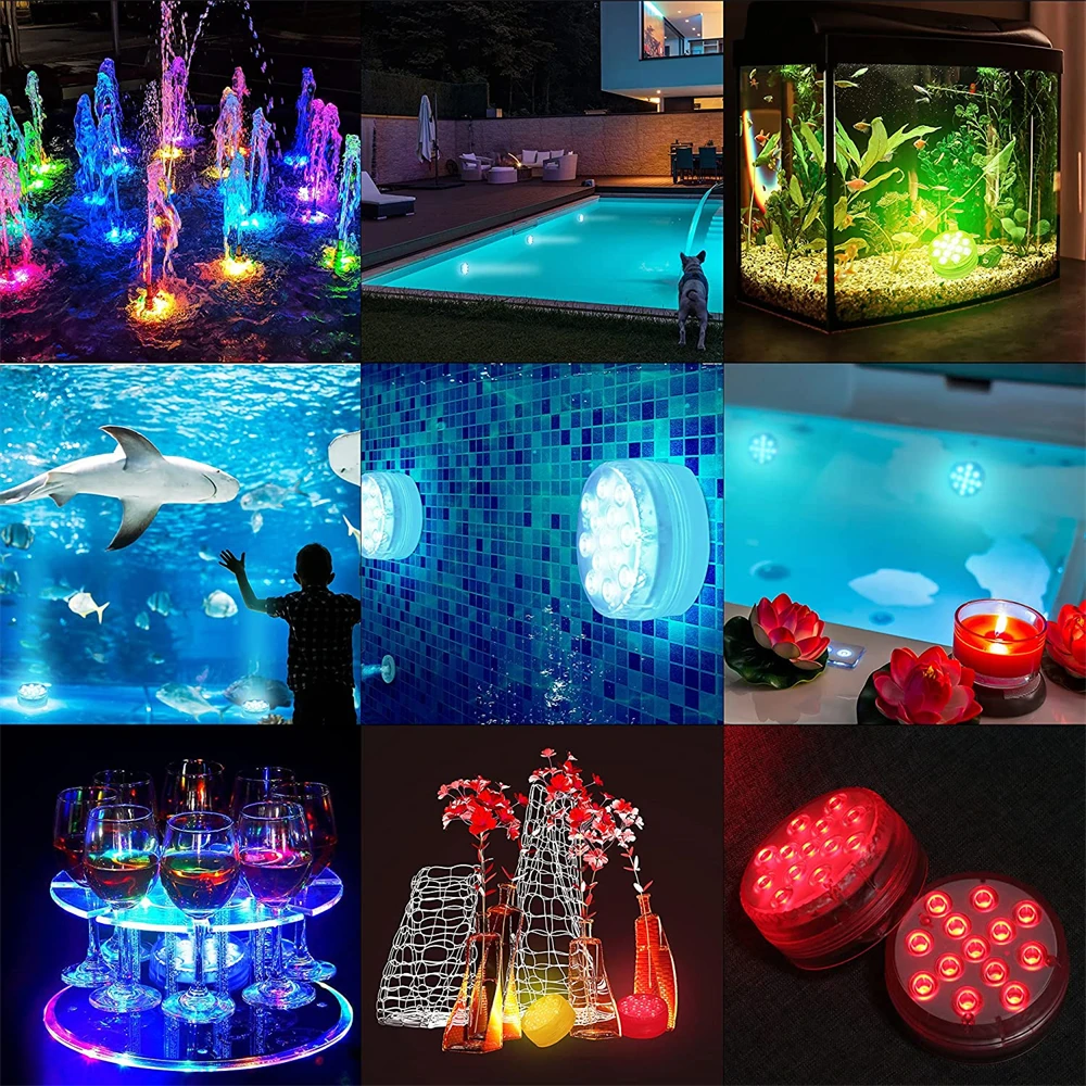 13leds Submersible Light IP68 Waterproof RGB Underwater Lights Aquarium Lamp for Fountain Pond Pool Vase Fish Tank Wedding Decor