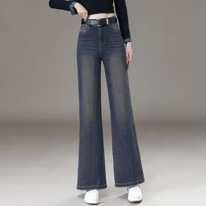 

Vintage Fashion Women's Pants Straight Leg Jeans New Autumn Loose High Waist Slimming Tall Wide Leg Pants