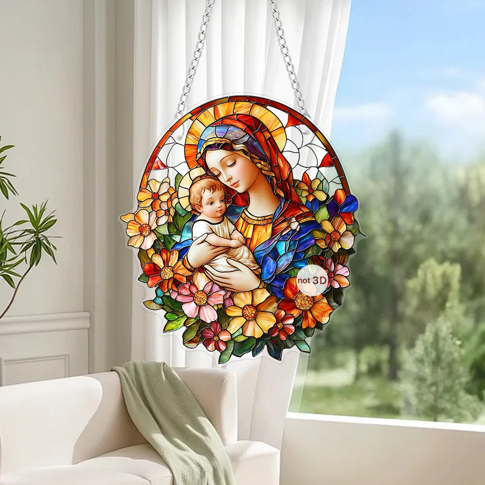 

New colorful Mother's Day mother and daughter flower window hanging jewelry home holiday scene decoration