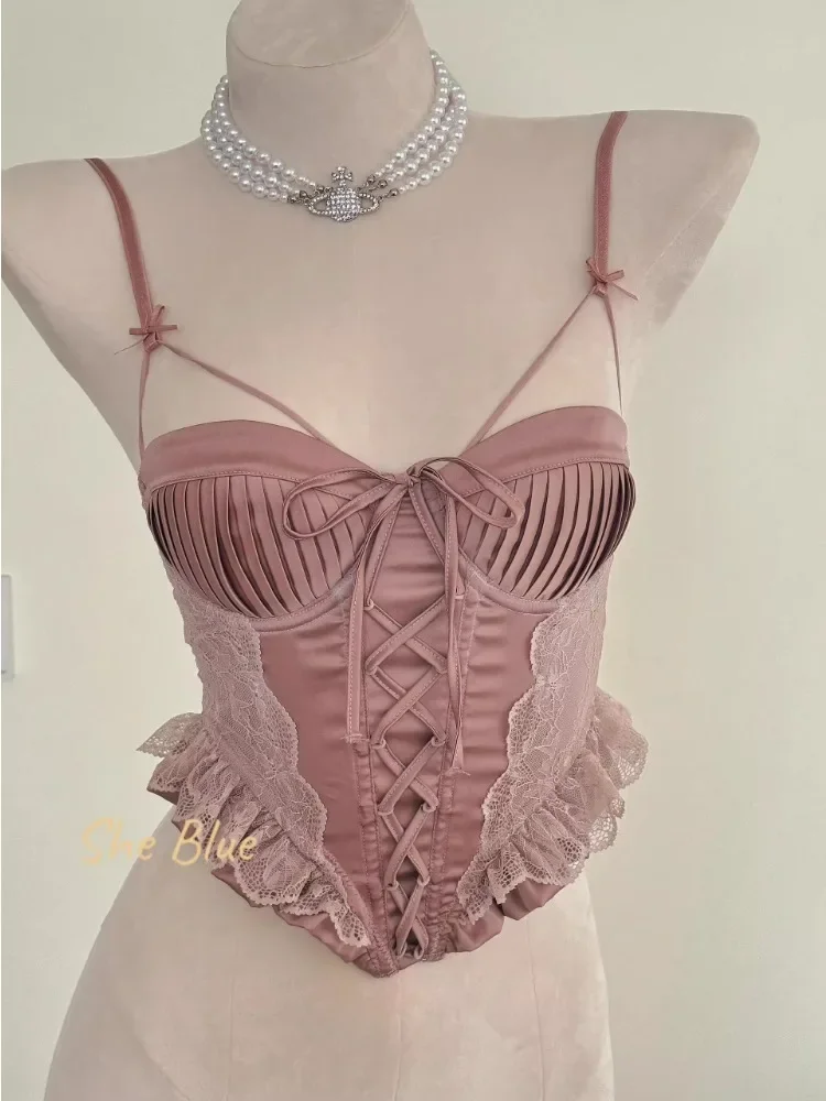 

YUQI Push Up Корсетные бюстгальтеры для женщин - французский кружевной бюстгальтер с рыбьей косточкой на талии для похудения, небольшой беспроводной бюстгальтер с подтяжкой груди, сексуальные подушечки