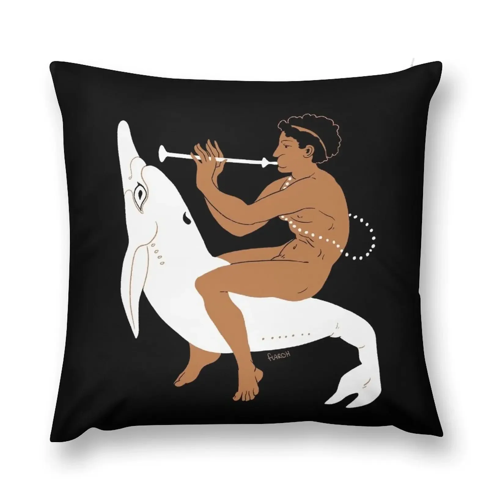 Etruscan Youth Riding Dolphin Throw Pillow Pillowcase Ornamental Pillow pillow