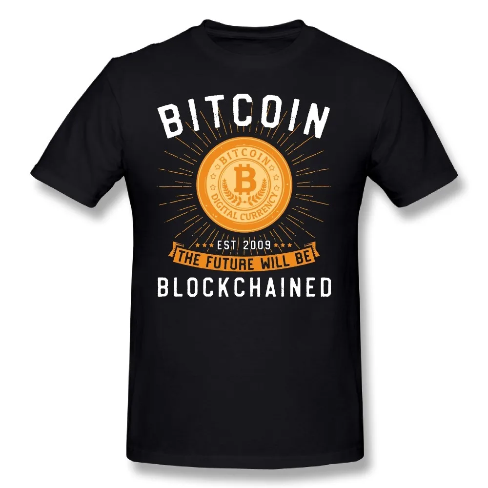 Men Tee Shirt Normal T Shirt Bitcoin The Future Will Be Blockchained 100% Cotton Fashionable Mens T-Shirt