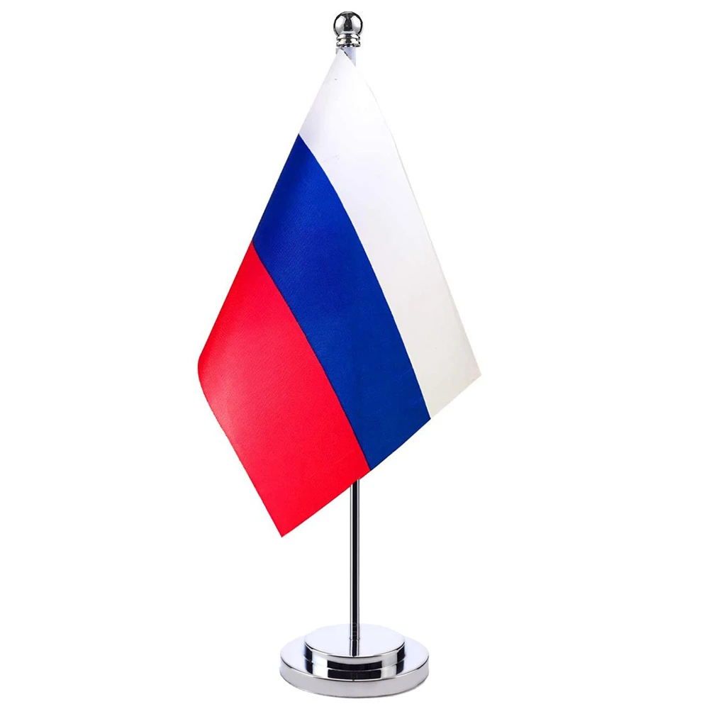 14x21cm Russia Desk Small Country Banner Meeting Room Boardroom Table Standing Pole The Russian National Flag