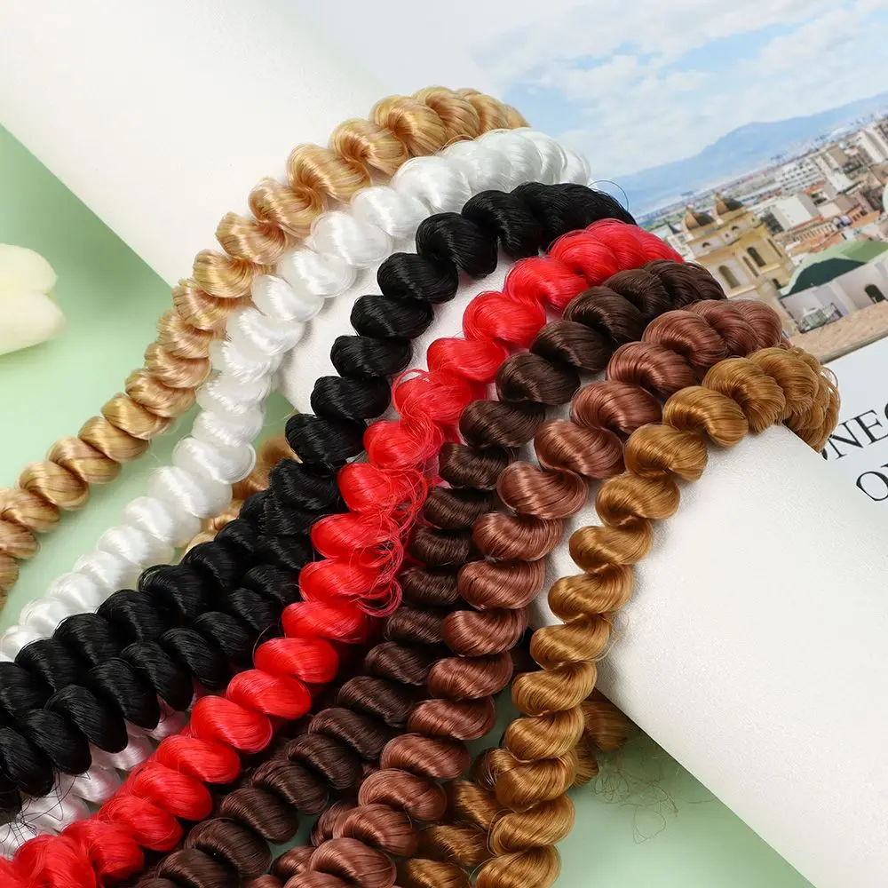 Multicolor Doll Screw Curly False Hair Strip for Dolls BJD Doll Wig High-Temperature Handmade Doll Fringe Hair Short Curly Wigs