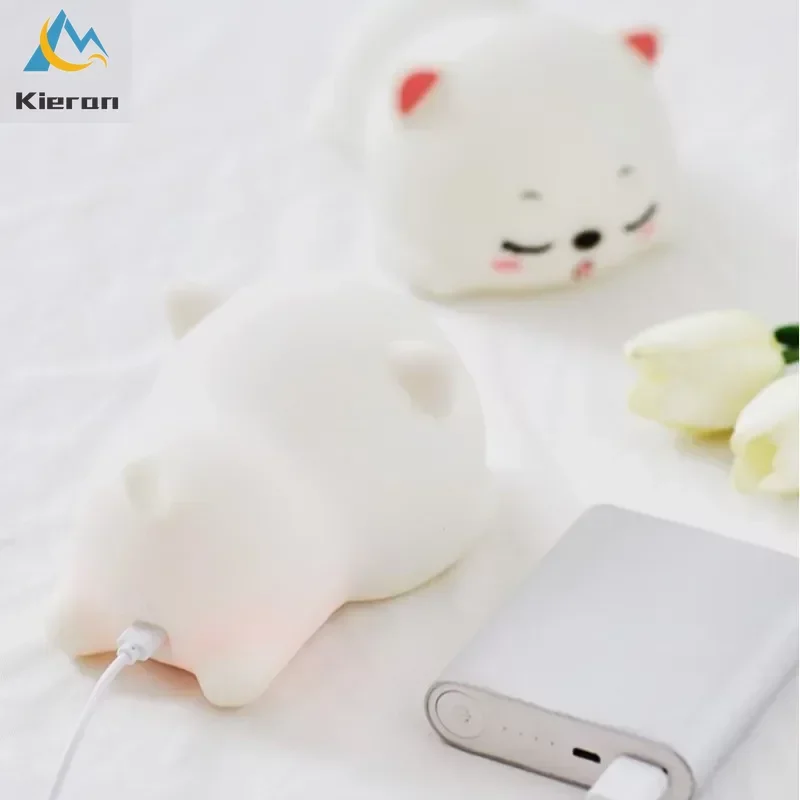 Imagem -05 - Usb Recarregável Silicone Led Night Light Gato Adorável Quarto Cabeceira Lâmpada de Assoalho com Controle Remoto para Crianças Toque Sensor Lamp Presente para o Bebê