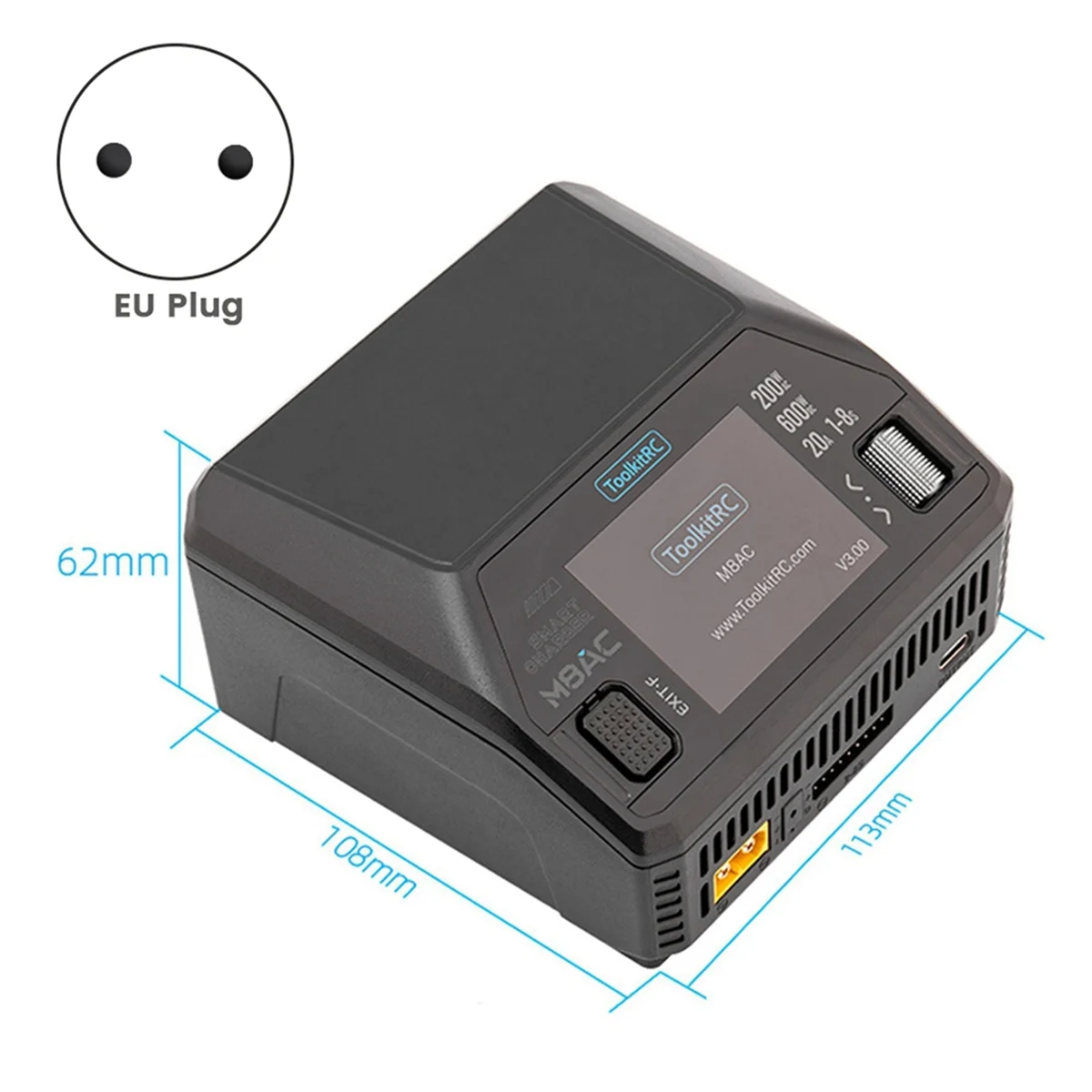 

ABJQ M8AC Smart Lipo Зарядное устройство Разрядник переменного тока 200 Вт постоянного тока 600 Вт 20 А для балансировочного зарядного устройства 1-8S PD 65 Вт FPV EU M8AC