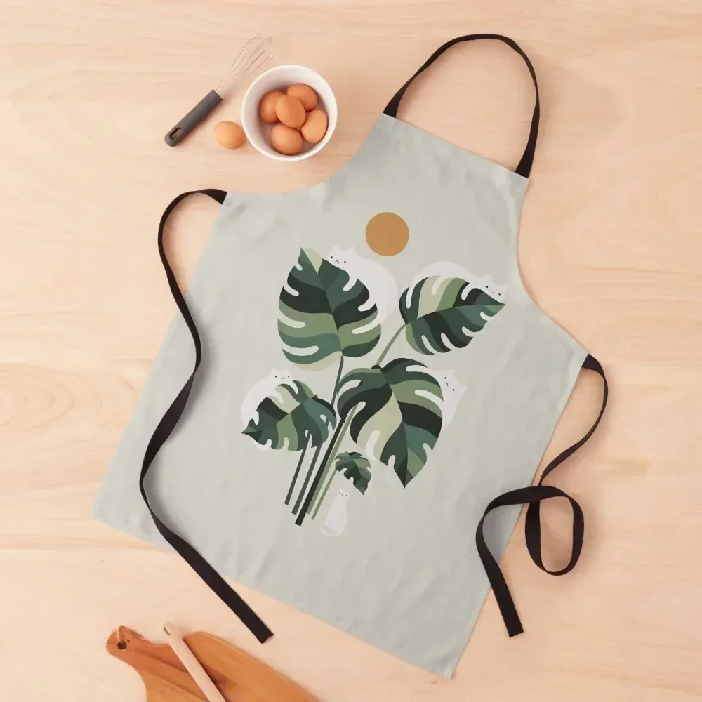 

Cat and Plant 11 Apron for home useful pieces cook wear Kitchen Front Beauty Apron