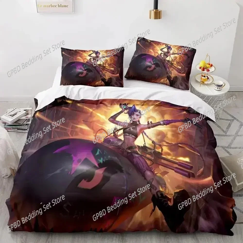 

Anime League of Legends Jinx Comfortable Duvet Quilt Cover Pillowcase Bedding Set Children Bedroom Decoration Home Textile