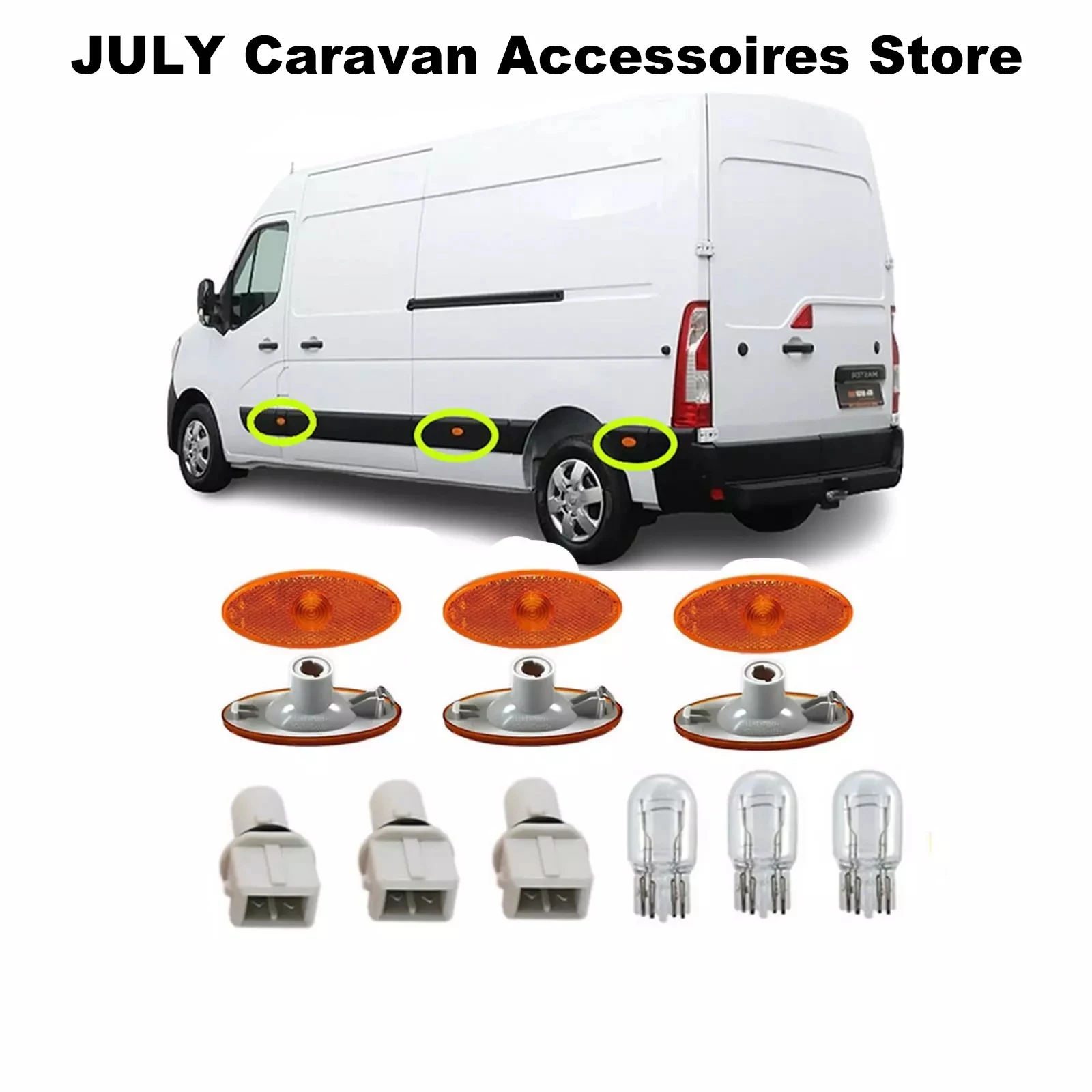 

3PCS Side Marker Lamp Light Lens/Bulb Holder/Bulb For Renault Master Side Marker Lamp Light Lens+Bulb Holder + Bulb 261b00001r