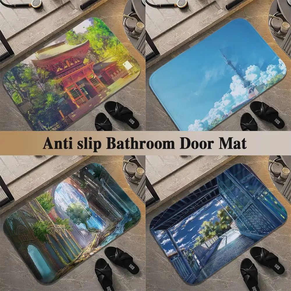 

Street View Of Anime Girls Floor Mat Printed Large Carpets Living Room And Bedroom Carpets Bathroom Anti Slip Door MATS Small