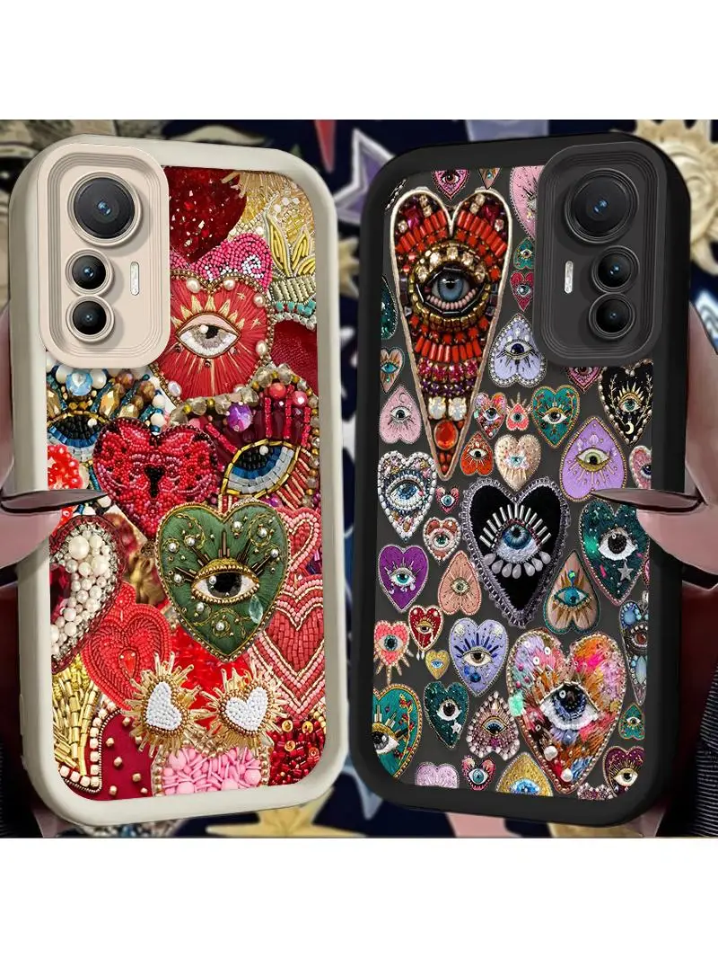 Coque artistique mauvais œil amour cœur pour Xiaomi Mi 13 12 11 Lite 5G 14 13T 12T 11T 14T Pro Poco C65 X7 X6 F6 F5 X5 X3 NFC F3 M6 Pro 4G