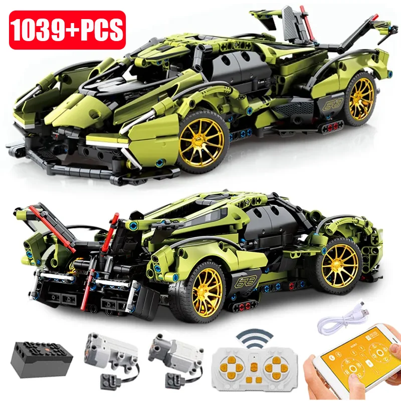 1：14 Technical Car V12 Building Blocks OR Remote Control Super Speed Racing Sports Vehicle Bricks Toys For Kids Boys Gifts