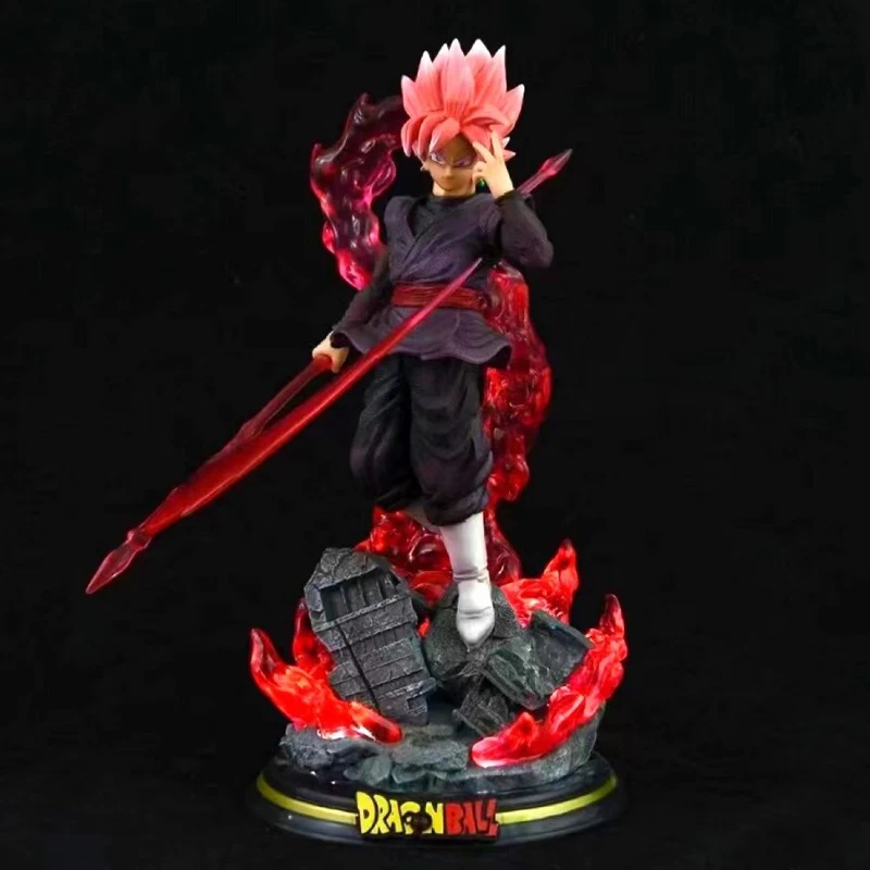 28CM Dragon Ball Z Zamasu Figure Black Goku PVC Action Figures GK Statue with Light Base Collection Model Toys for Children Gift