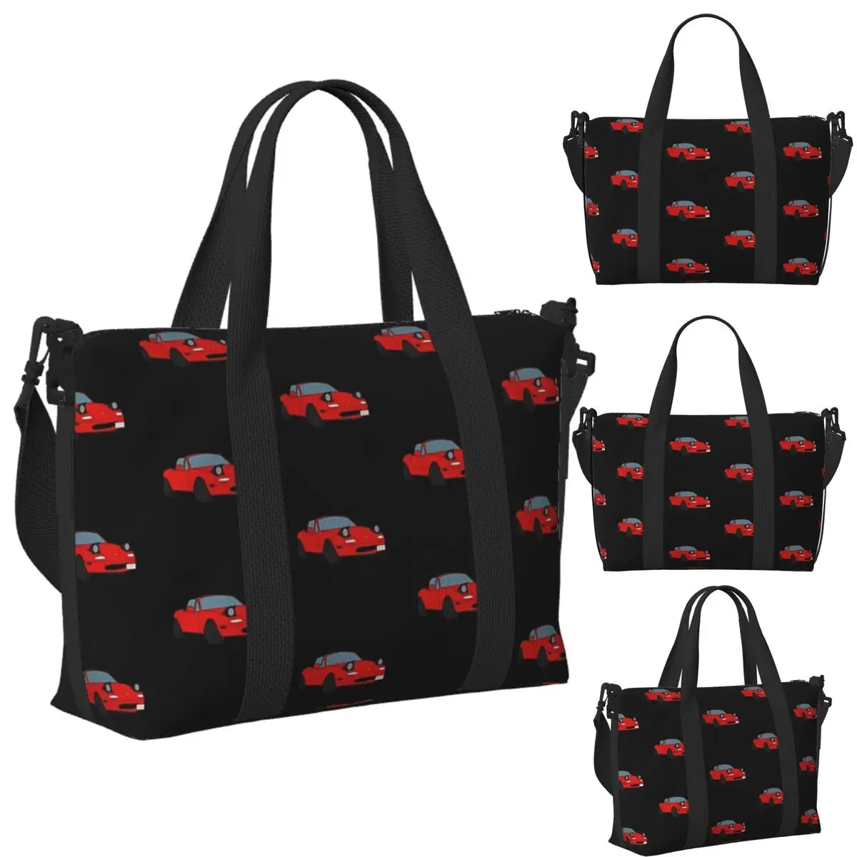 

Custom Mazda Miata Mx5 1990 Red Beach Travel Bag Large Capacity Tote Bags for Gym Sport Women Shopping Duffle Shoulder Bag