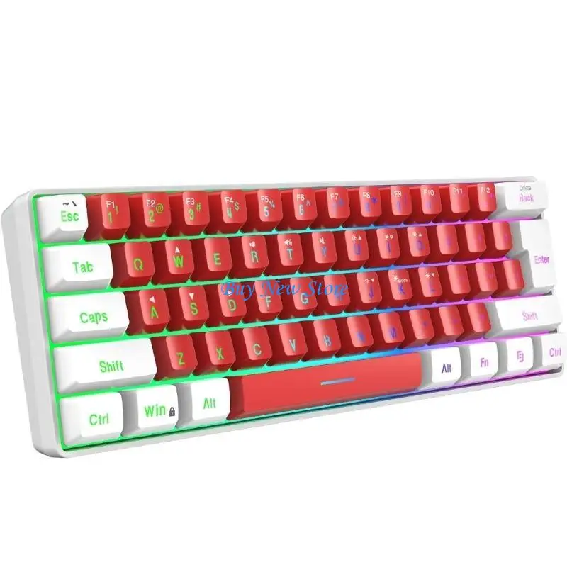 

20CE V700WR USB RGB Keyboard 61 Keys Gaming Keypad Desktop Computer Keyboards with Backlit Non-Mechanical Mini Keypad