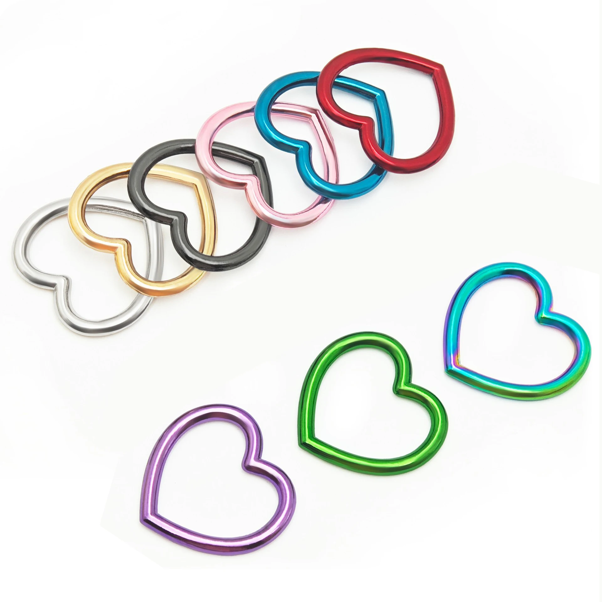 3 Stück Metallschnallen für Taschenriemen, bunte O-Ringe, herzförmige, kreisförmige Ringe, Gürtelverbinder, runde Schnallen, DIY-Bastelzubehör. – Detail 3