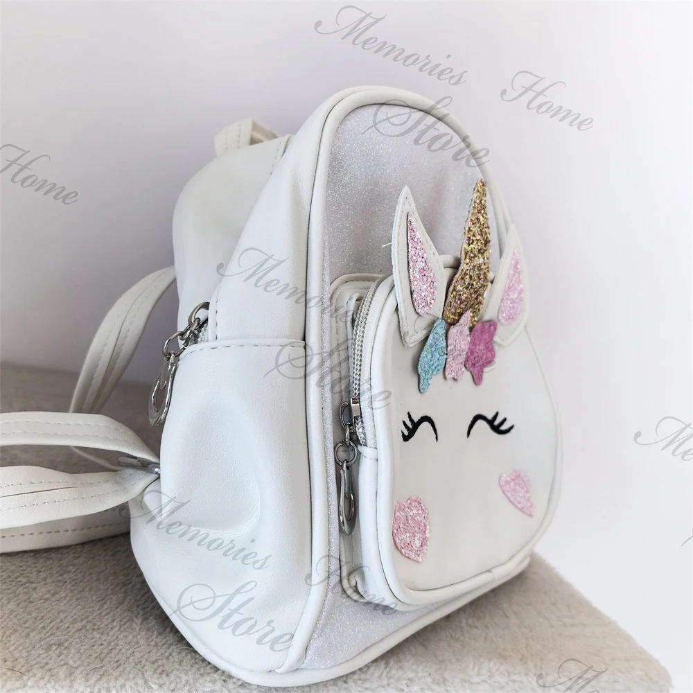 Bolso de princesa de PU con unicornio para niña, mochila escolar con nombre personalizado para guardería, bolso de hombro de viaje al aire libre para niños