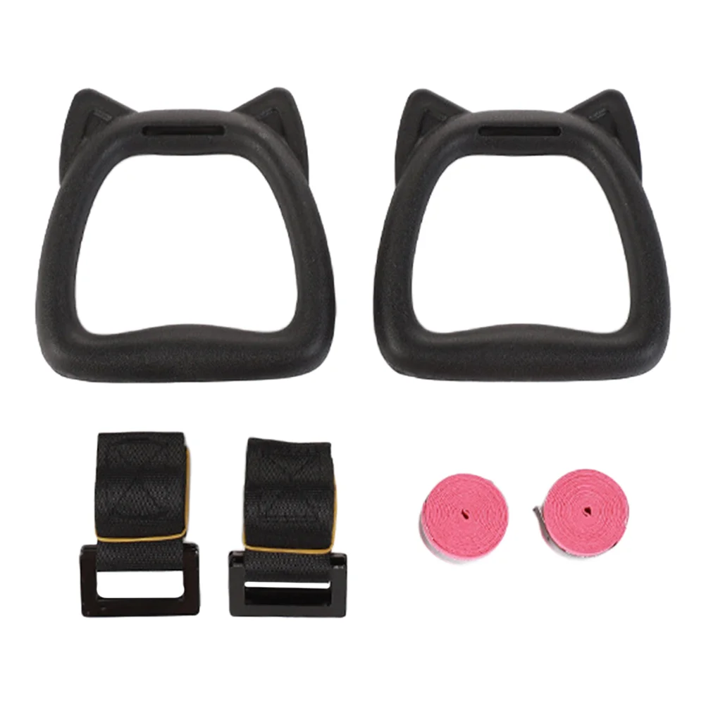 

1 Set Kids Gymnastics Rings Shoulder Straps PP Handle Nylon Webbing Steel Buckle Adjustable Sports Pull up Body for Home