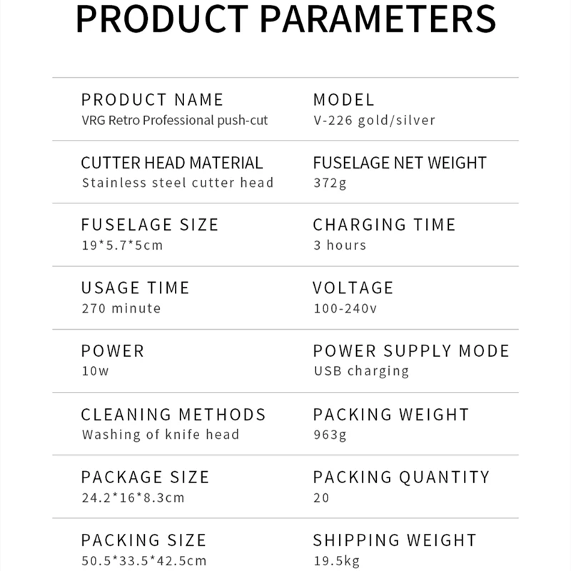 VGR 226 tagliacapelli professionale ricaricabile cura personale Trimmer elettrico in metallo per uomo Salon LCD USB Reduction Barber V-226