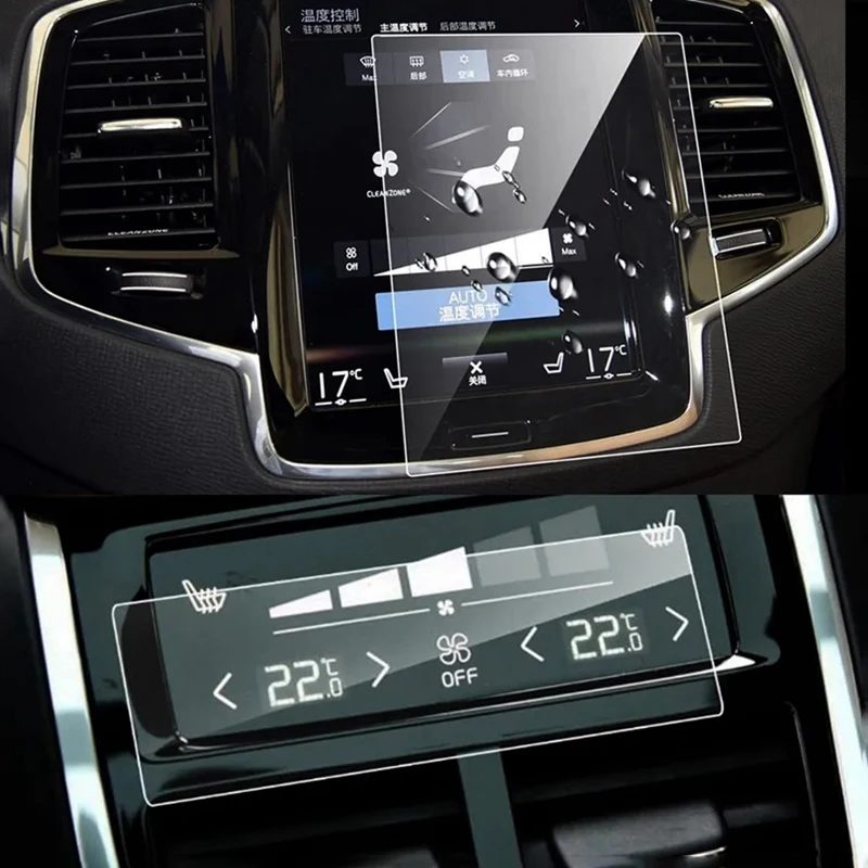 

Car Interior GPS Navigation Screen Film Rear Climate A/C Screen Tempered Film 2 PCS For Volvo XC40 XC60 XC90 V90 V60 2016-2021