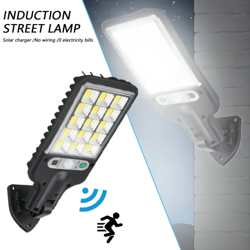 Solar Street Light with Infrared PIR Motion Sensor | IP44 LED Outdoor Lamp | No Wiring Energy-Saving Lighting for Courtyard, Village Road, Park & Residential Area | Easy Installation Long-Lasting Solar Powered Light