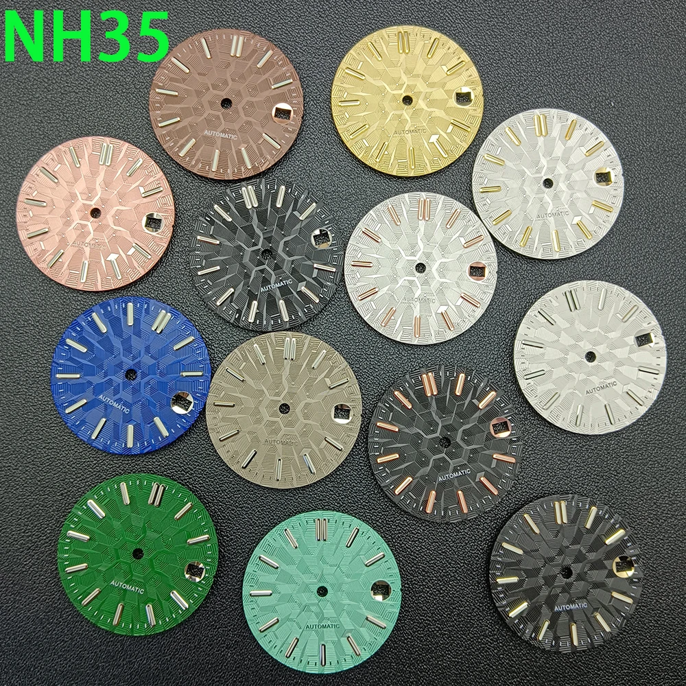 

NH35 dial watch dial men's watch customized logo dial green luminous dial suitable for NH35 movement watch accessories