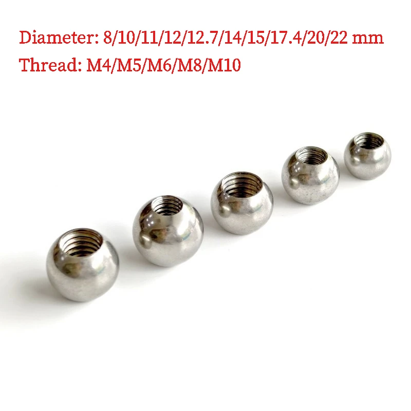 304 Stainless Steel Coolant Nozzle Ball Head, M5 M6 M8 Internal Thread Spherical Ball for CNC Lathe Turret Cooling Accessories